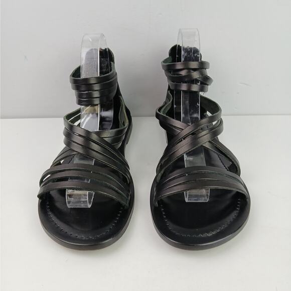 Garnet Hill SZ 8.5 Giselle Italian Strappy Gladiator Sandals in Black - Picture 6 of 7